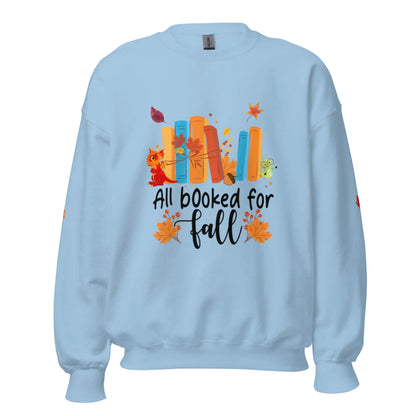 All Booked For Fall Unisex Sweatshirt With Leaves on Sleeves - TBRaring