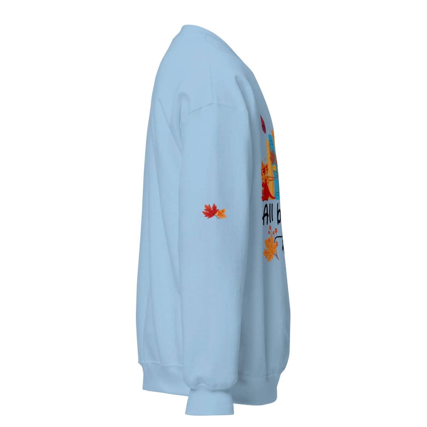 All Booked For Fall Unisex Sweatshirt With Leaves on Sleeves - TBRaring