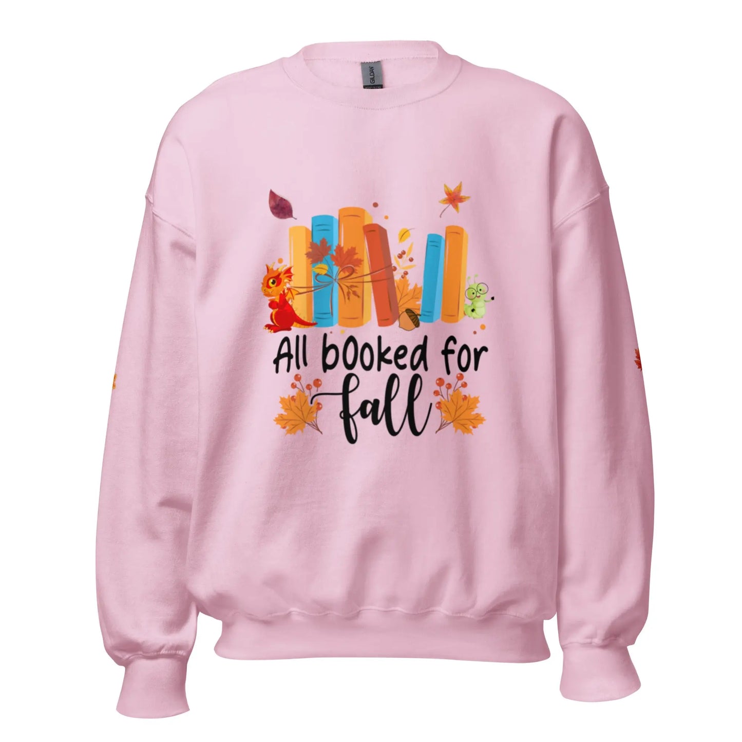 All Booked For Fall Unisex Sweatshirt With Leaves on Sleeves - TBRaring