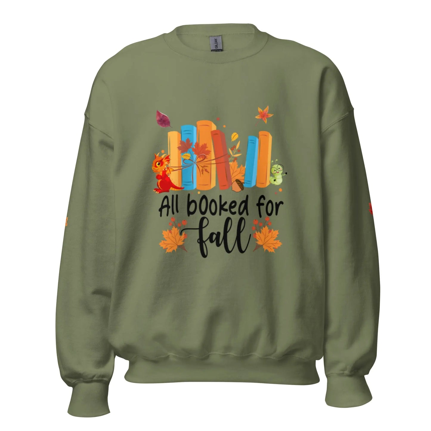 All Booked For Fall Unisex Sweatshirt With Leaves on Sleeves - TBRaring