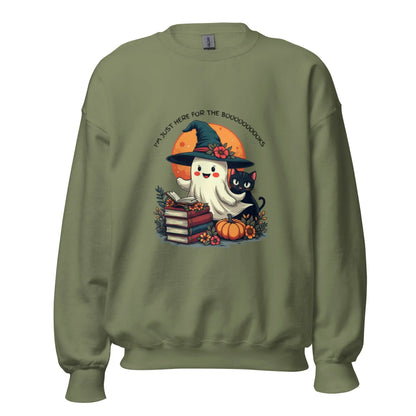 I'm Just Here For The Booooooooooks Ghost Sweatshirt - TBRaring