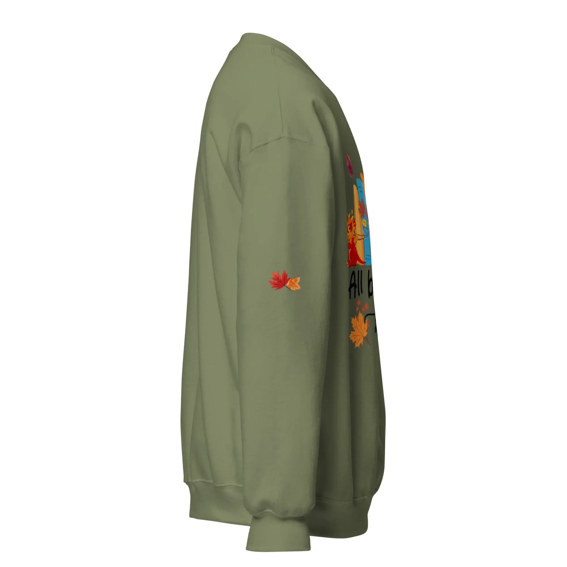 All Booked For Fall Unisex Sweatshirt With Leaves on Sleeves - TBRaring