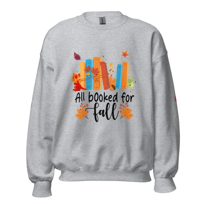 All Booked For Fall Unisex Sweatshirt With Leaves on Sleeves - TBRaring