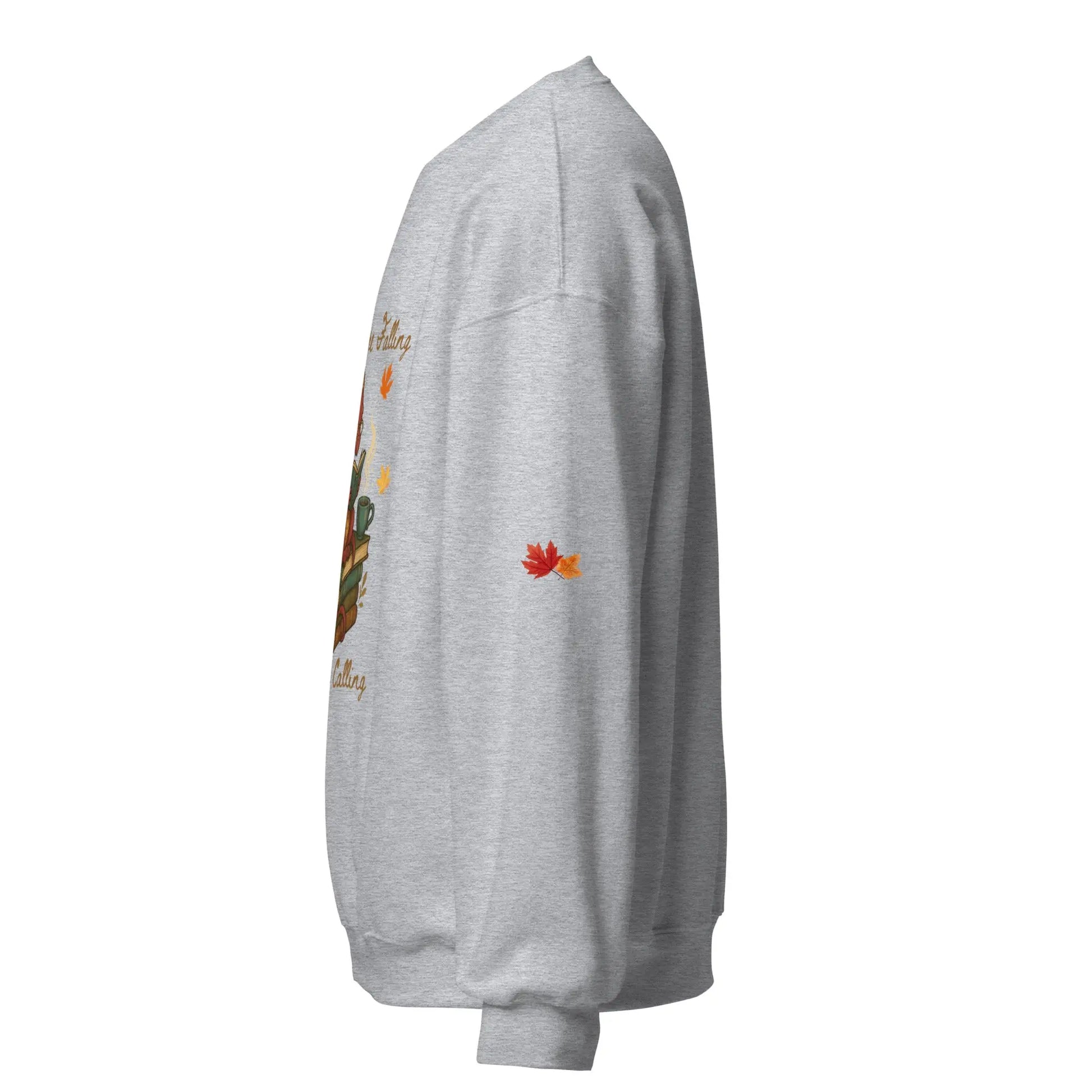 Leaves Are Falling Books Are Calling Unisex Sweatshirt With Leaves on Sleeves - TBRaring