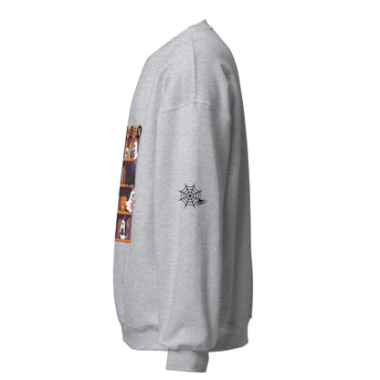 Halloween Bookcase Sweatshirt With Spider Webs On Sleeves - TBRaring