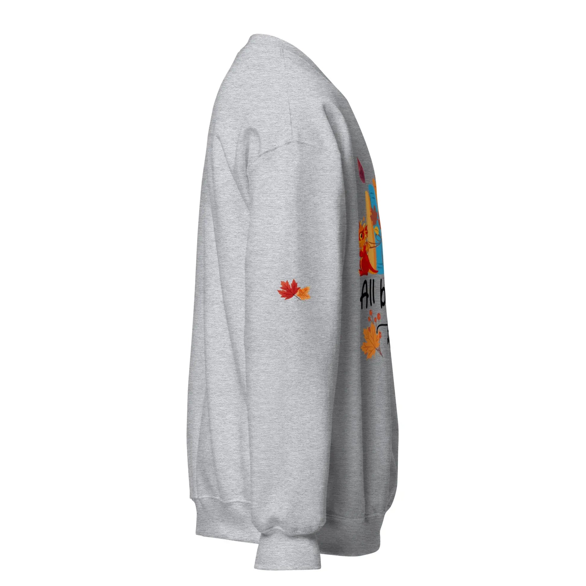 All Booked For Fall Unisex Sweatshirt With Leaves on Sleeves - TBRaring