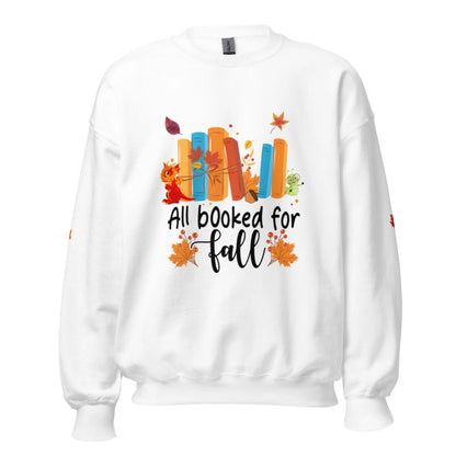 All Booked For Fall Unisex Sweatshirt With Leaves on Sleeves - TBRaring