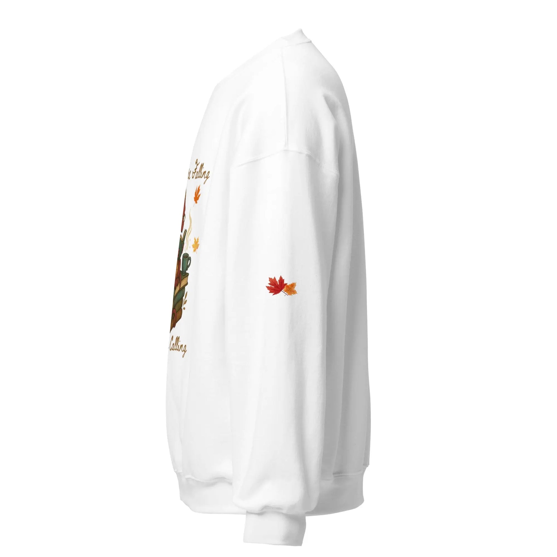 Leaves Are Falling Books Are Calling Unisex Sweatshirt With Leaves on Sleeves - TBRaring