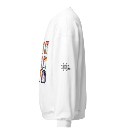 Ghost Teacher Picture Frame Sweatshirt With Spider Webs On Sleeves - TBRaring