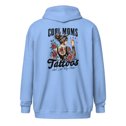 Bookish Shop "Cool Moms Have Tattoos and Love Why Choose" Unisex heavy blend zip hoodie - TBRaring