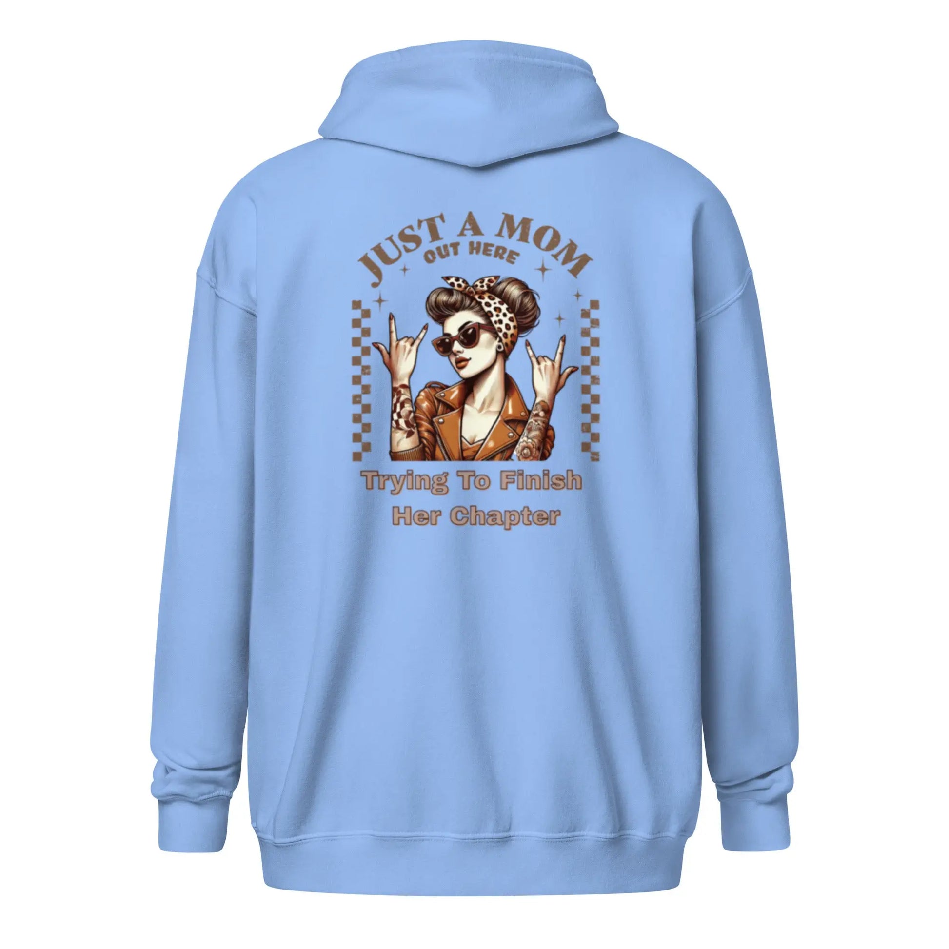 "Just a Mom Out Here Trying to Finish Her Chapter" Unisex heavy blend zip hoodie Bookish Merch - TBRaring