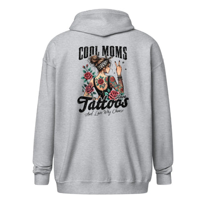 Bookish Shop "Cool Moms Have Tattoos and Love Why Choose" Unisex heavy blend zip hoodie - TBRaring