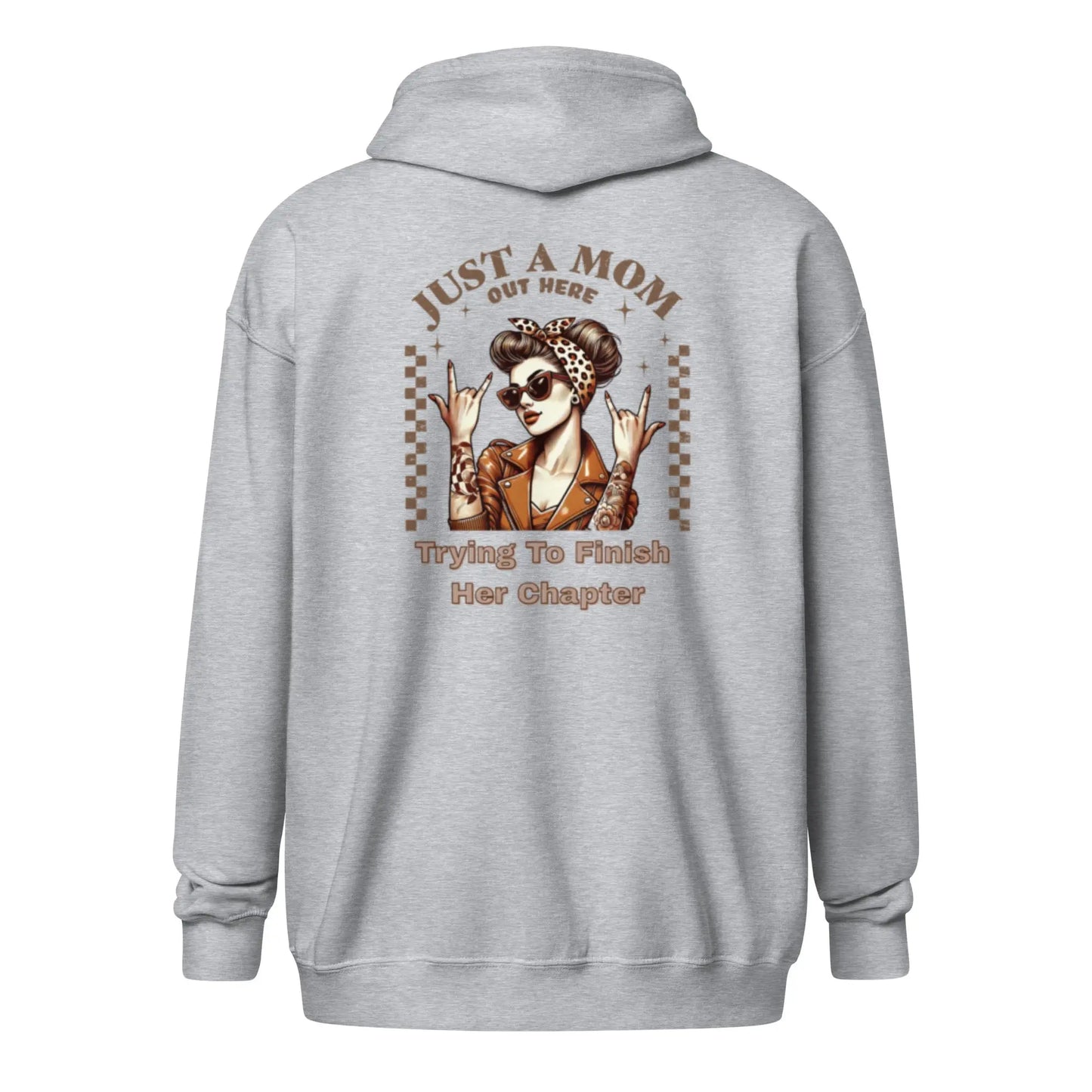 "Just a Mom Out Here Trying to Finish Her Chapter" Unisex heavy blend zip hoodie Bookish Merch - TBRaring