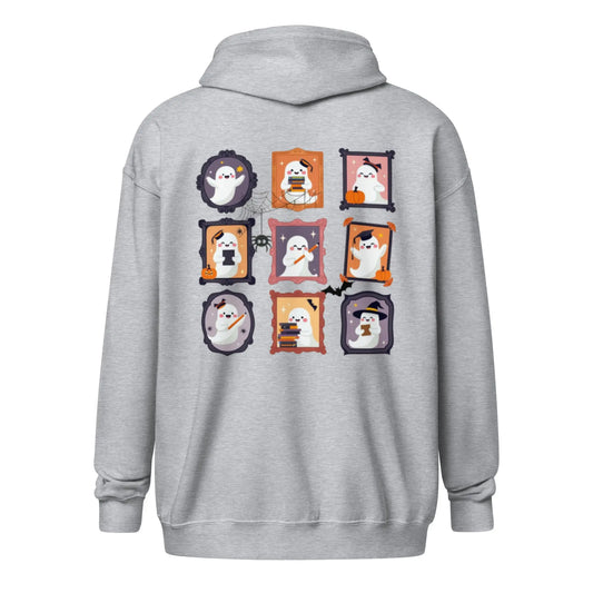Ghost Teacher Picture Frame zip hoodie With Front and Back - TBRaring