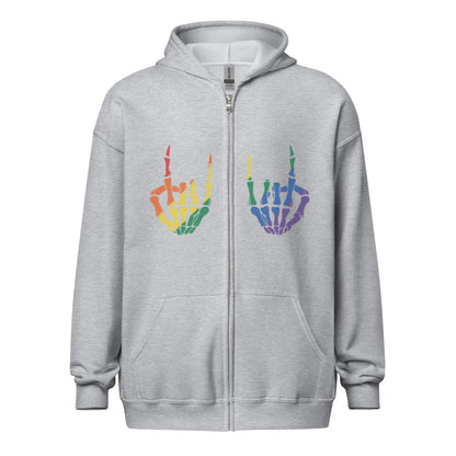 Gay, Bookish, Going Feral Pride Zip Up Hoodie - TBRaring