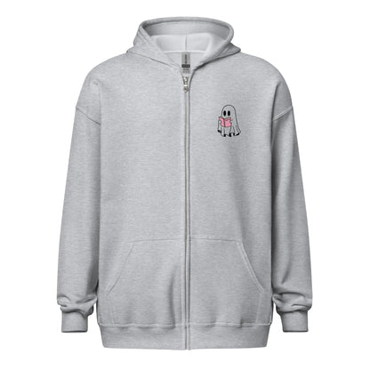 Halloween Ghost Bookcase zip hoodie Front and Back - TBRaring