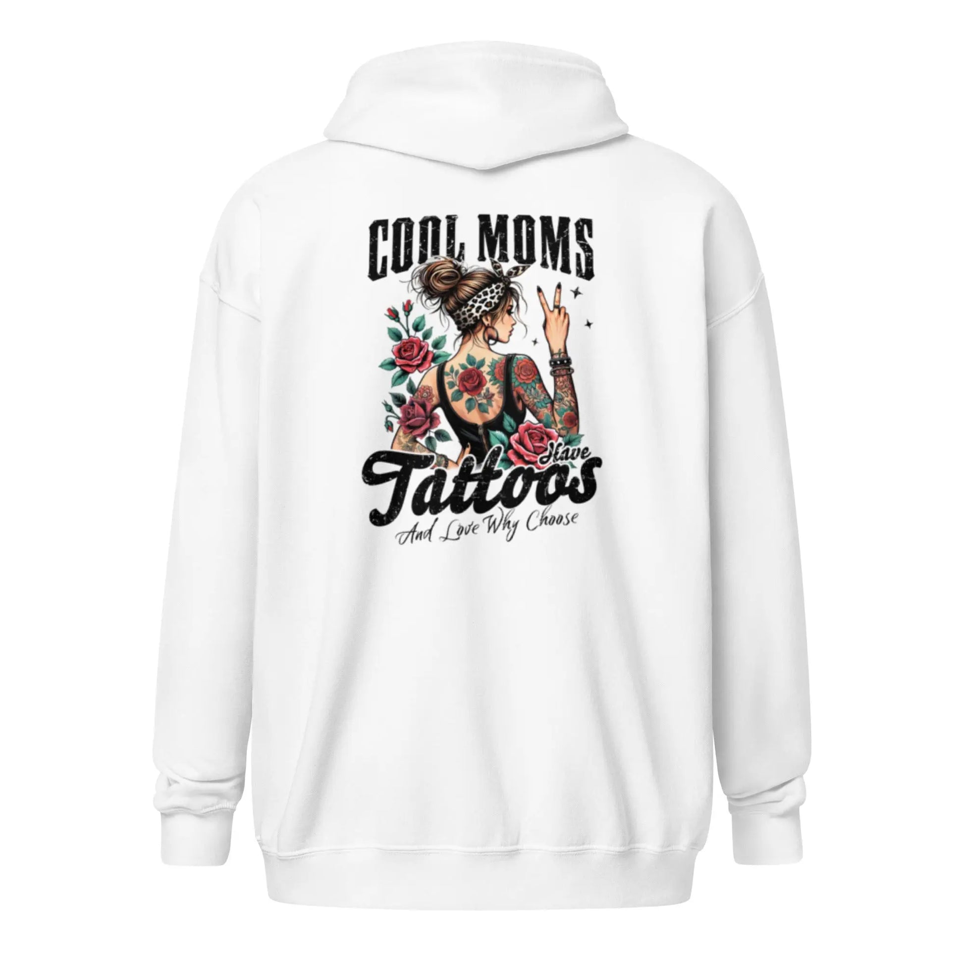 Bookish Shop "Cool Moms Have Tattoos and Love Why Choose" Unisex heavy blend zip hoodie - TBRaring