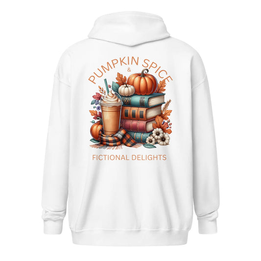 Pumpkin Spice & Fictional Delights Unisex heavy blend zip hoodie - TBRaring