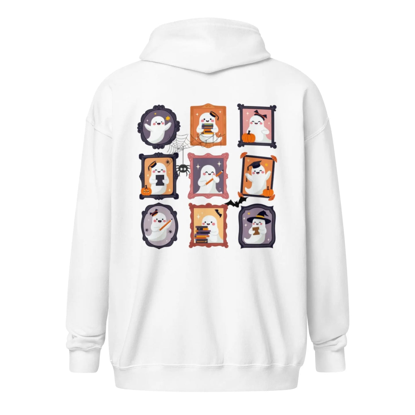 Ghost Teacher Picture Frame zip hoodie With Front and Back - TBRaring