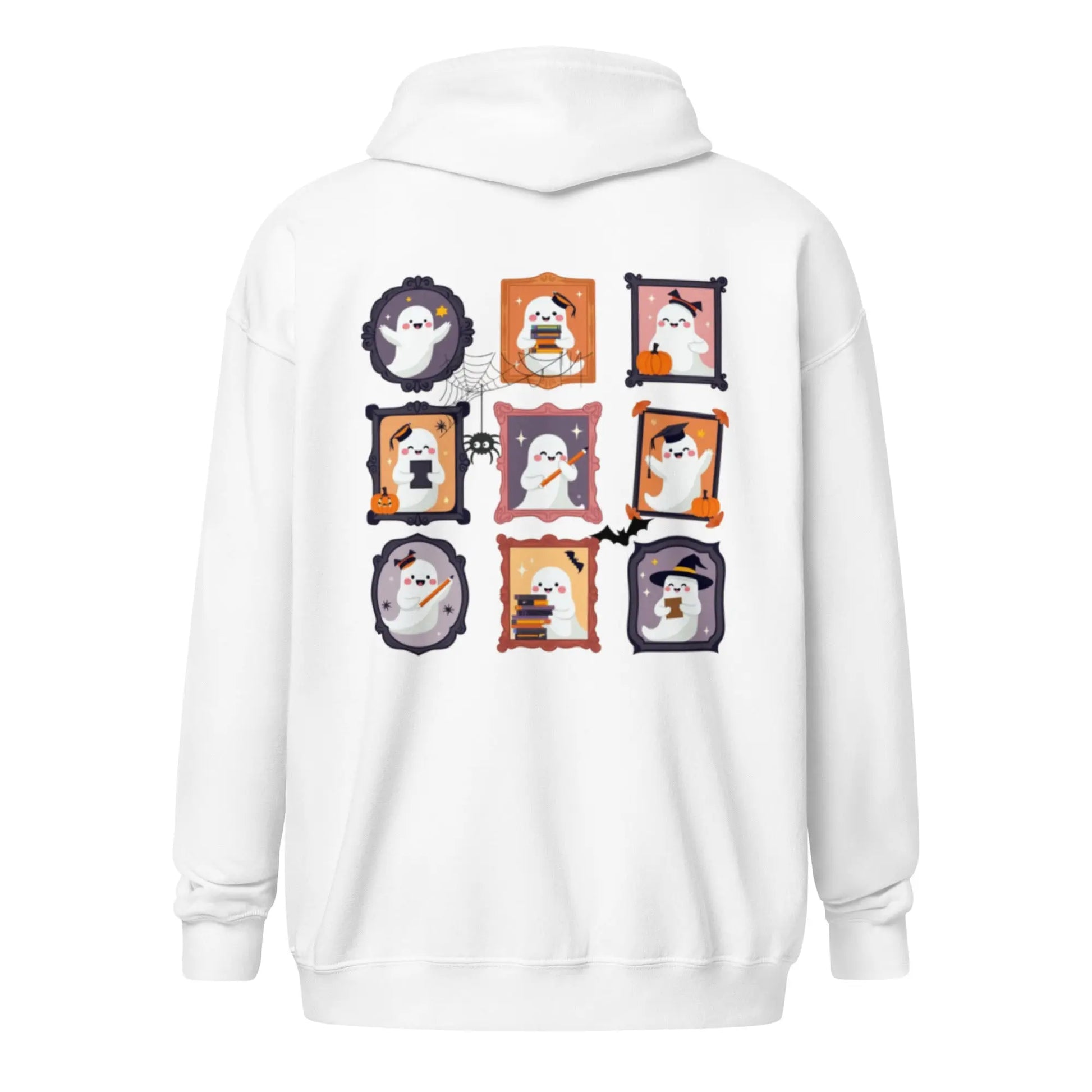 Ghost Teacher Picture Frame zip hoodie With Front and Back - TBRaring