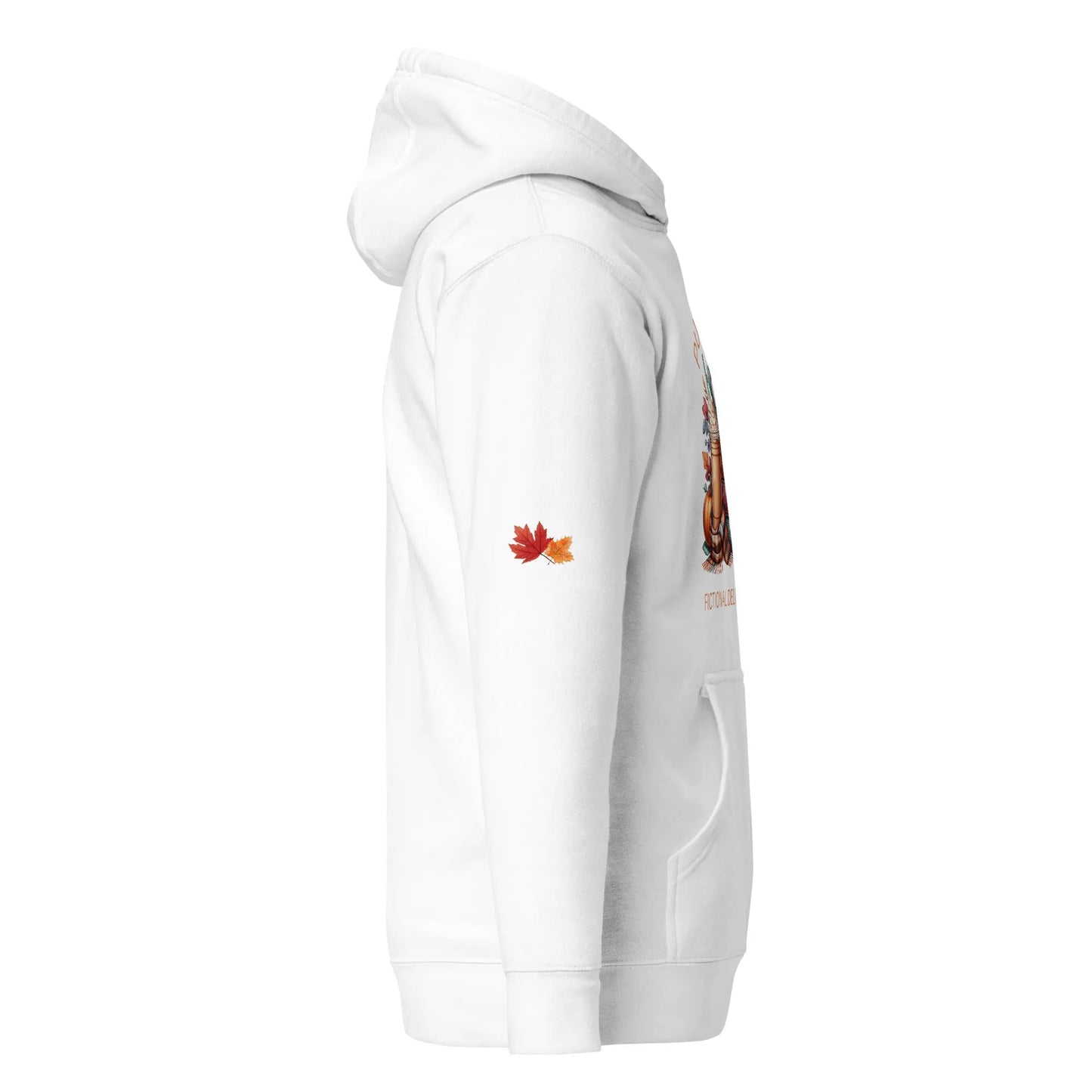 Pumpkin Spice & Fictional Delights Unisex Hoodie With Leaves on Sleeves - TBRaring