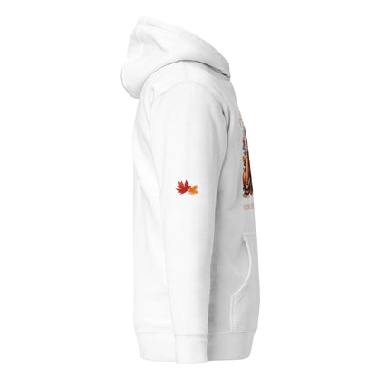 Pumpkin Spice & Fictional Delights Unisex Hoodie With Leaves on Sleeves - TBRaring