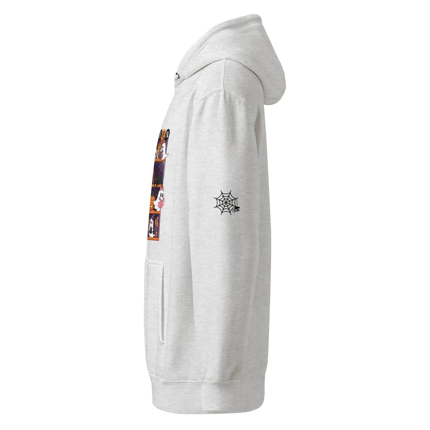 Halloween Ghost Bookcase Hoodie With Spider Webs On Sleeves - TBRaring