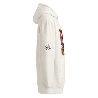 Halloween Ghost Bookcase Hoodie With Spider Webs On Sleeves - TBRaring