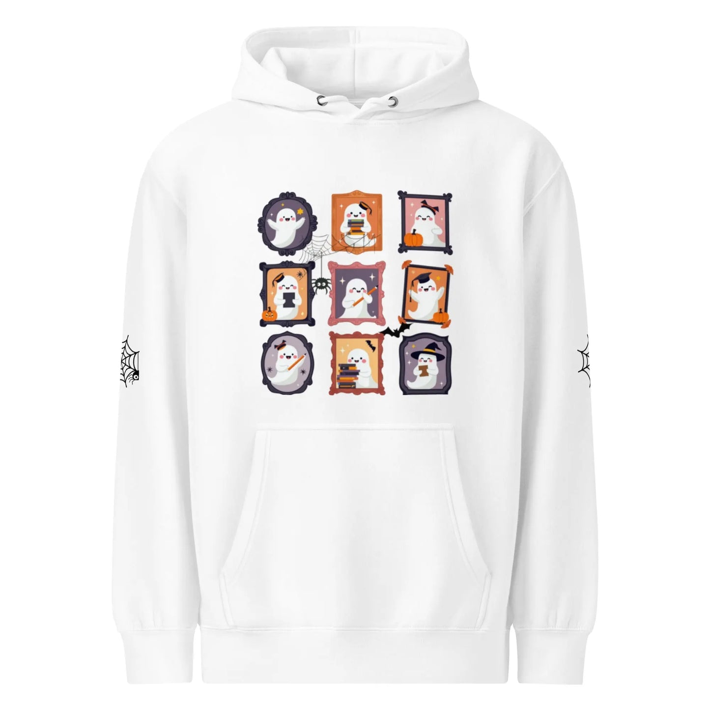 Ghost Teacher Picture Frame hoodie With Spider Webs On Sleeves - TBRaring