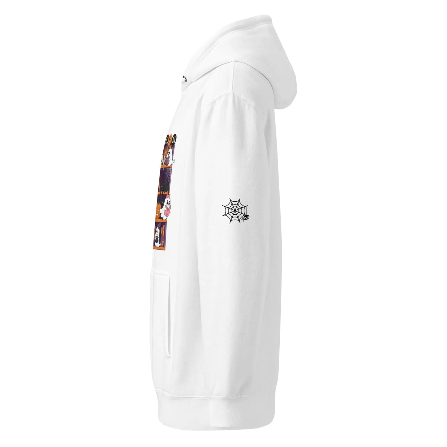 Halloween Ghost Bookcase Hoodie With Spider Webs On Sleeves - TBRaring