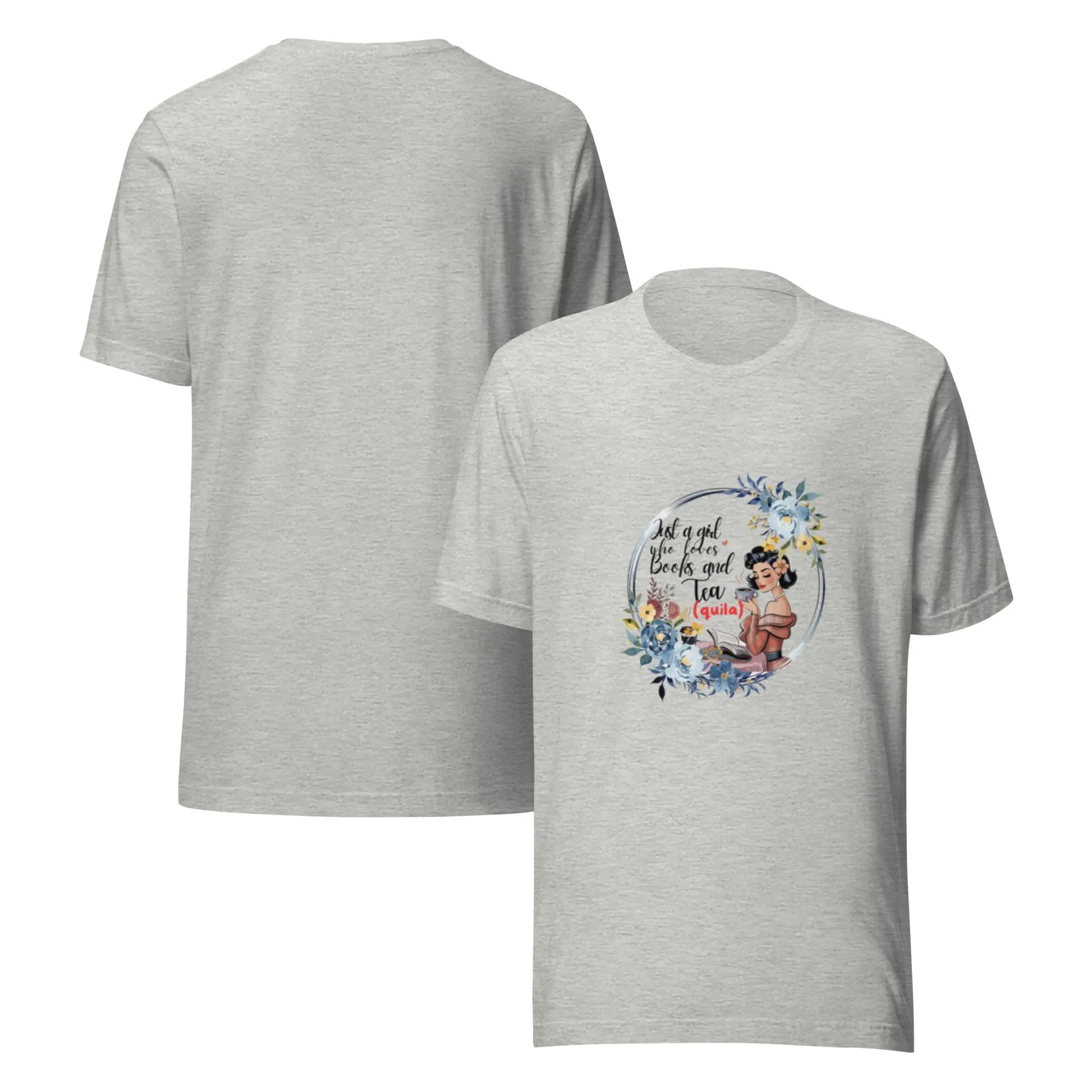 "Just a Girl who Loves Books and Tea - quila" Unisex t-shirt bookish merch - TBRaring