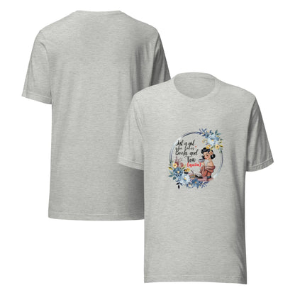 "Just a Girl who Loves Books and Tea - quila" Unisex t-shirt bookish merch - TBRaring