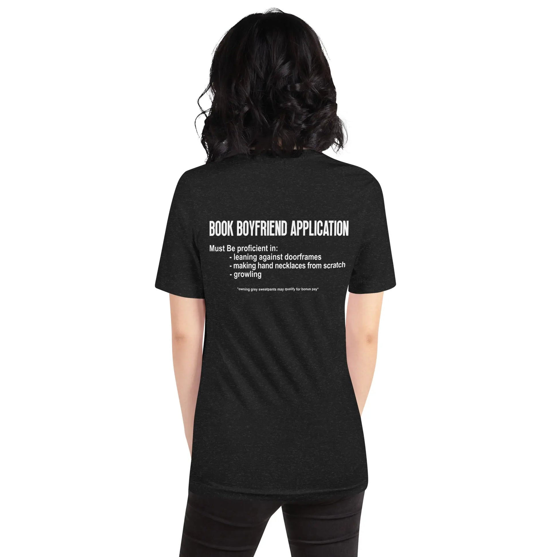 "Book Boyfriend Application" Unisex t-shirt bookish merch - TBRaring