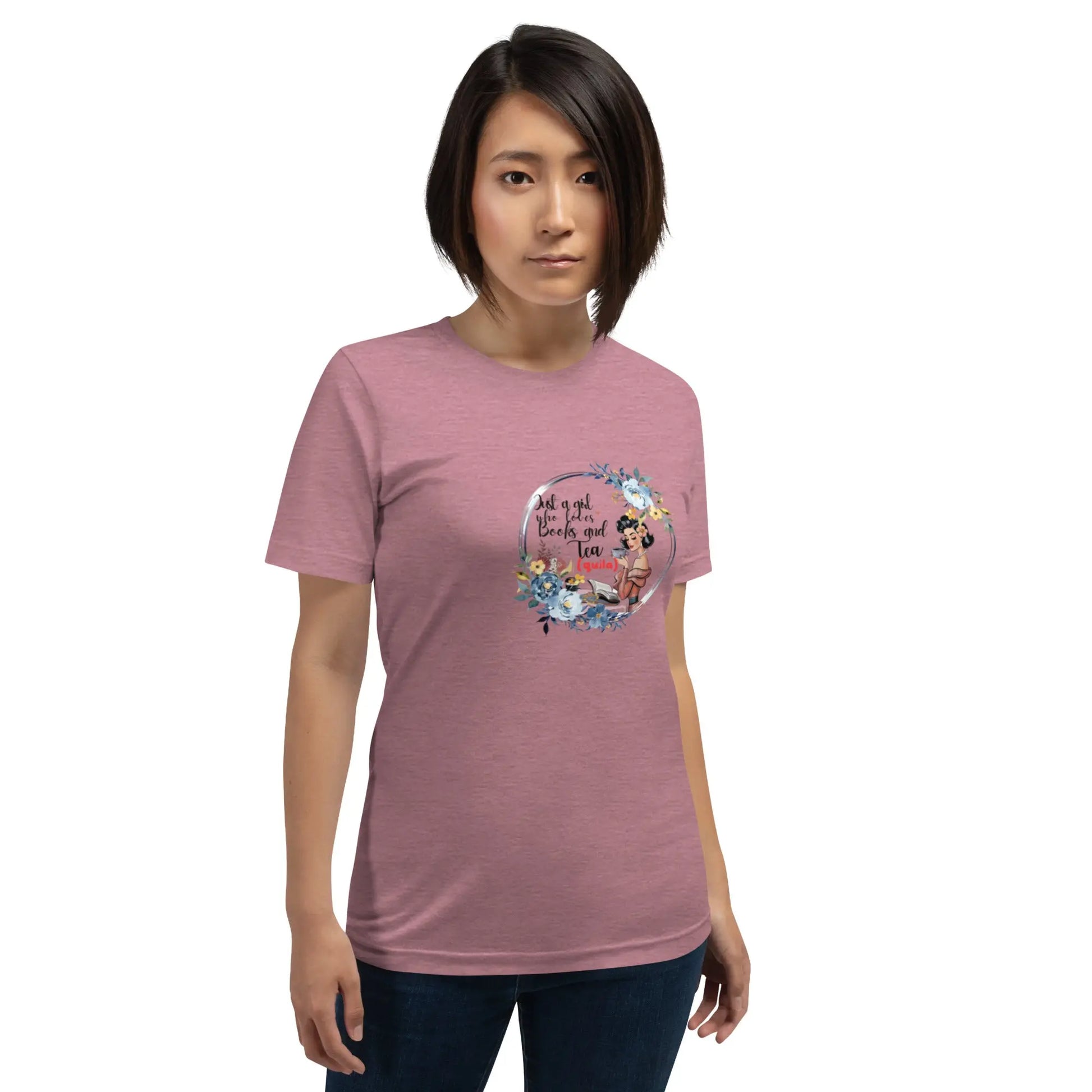 "Just a Girl who Loves Books and Tea - quila" Unisex t-shirt bookish merch - TBRaring