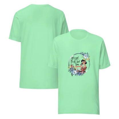 "Just a Girl who Loves Books and Tea - quila" Unisex t-shirt bookish merch - TBRaring