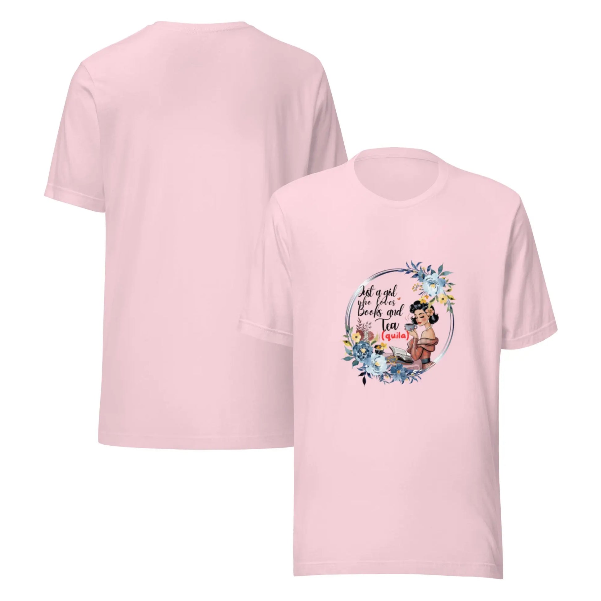"Just a Girl who Loves Books and Tea - quila" Unisex t-shirt bookish merch - TBRaring