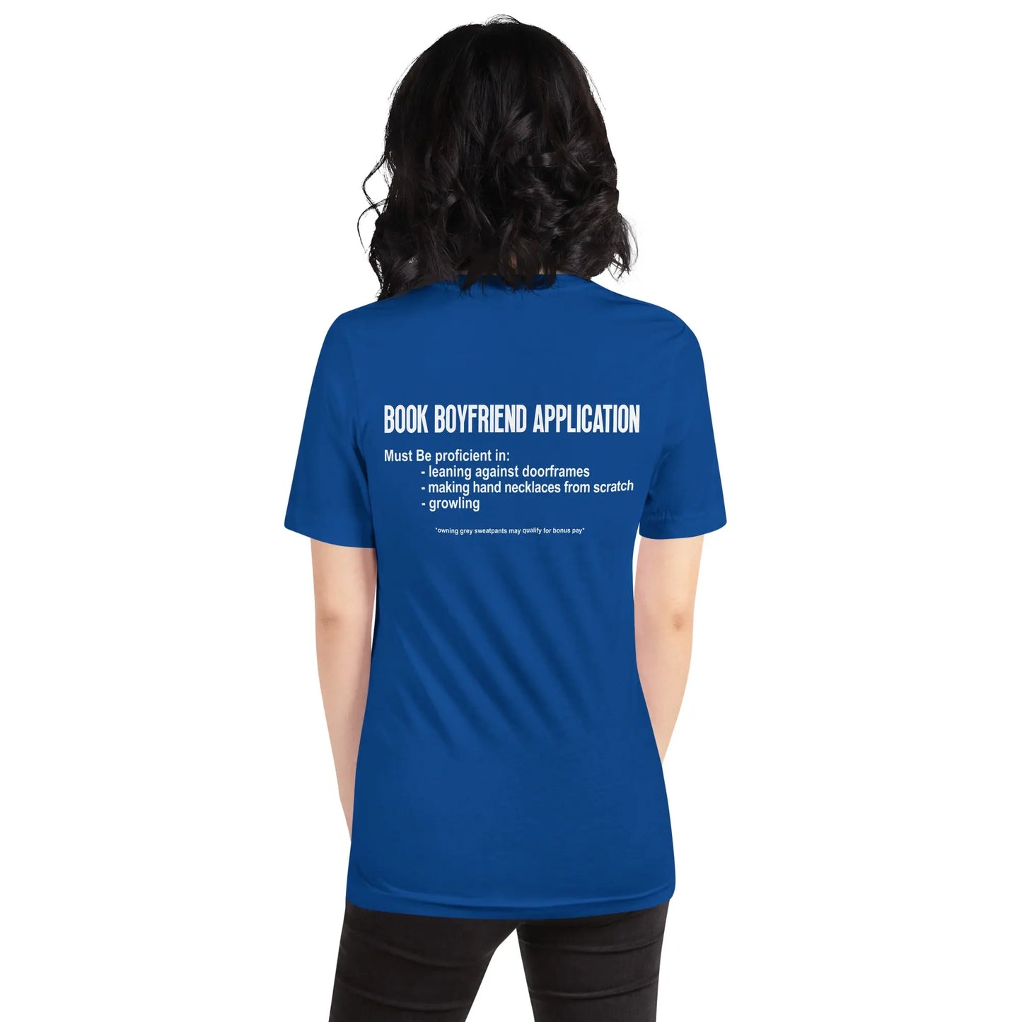 "Book Boyfriend Application" Unisex t-shirt bookish merch - TBRaring