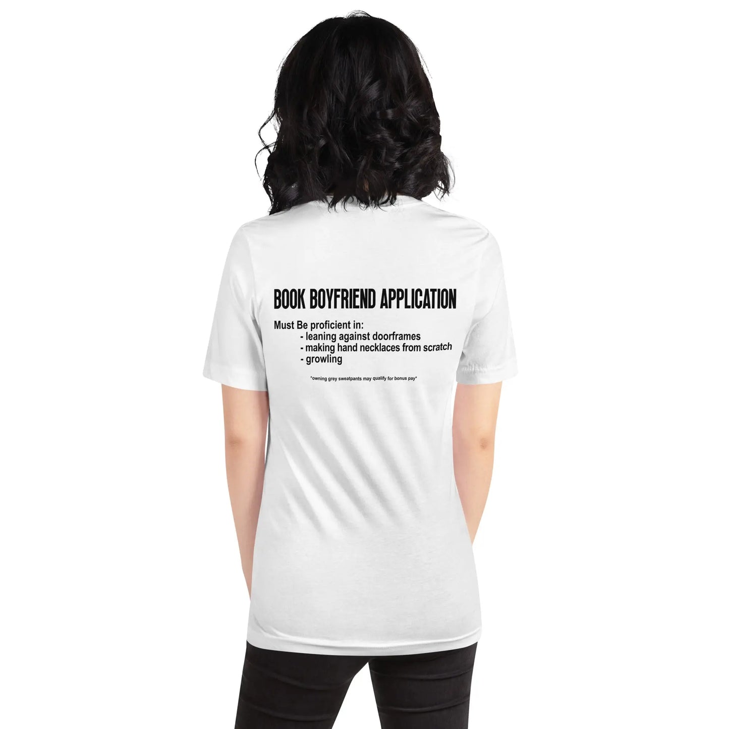 "Book Boyfriend Application" Unisex t-shirt bookish merch - TBRaring