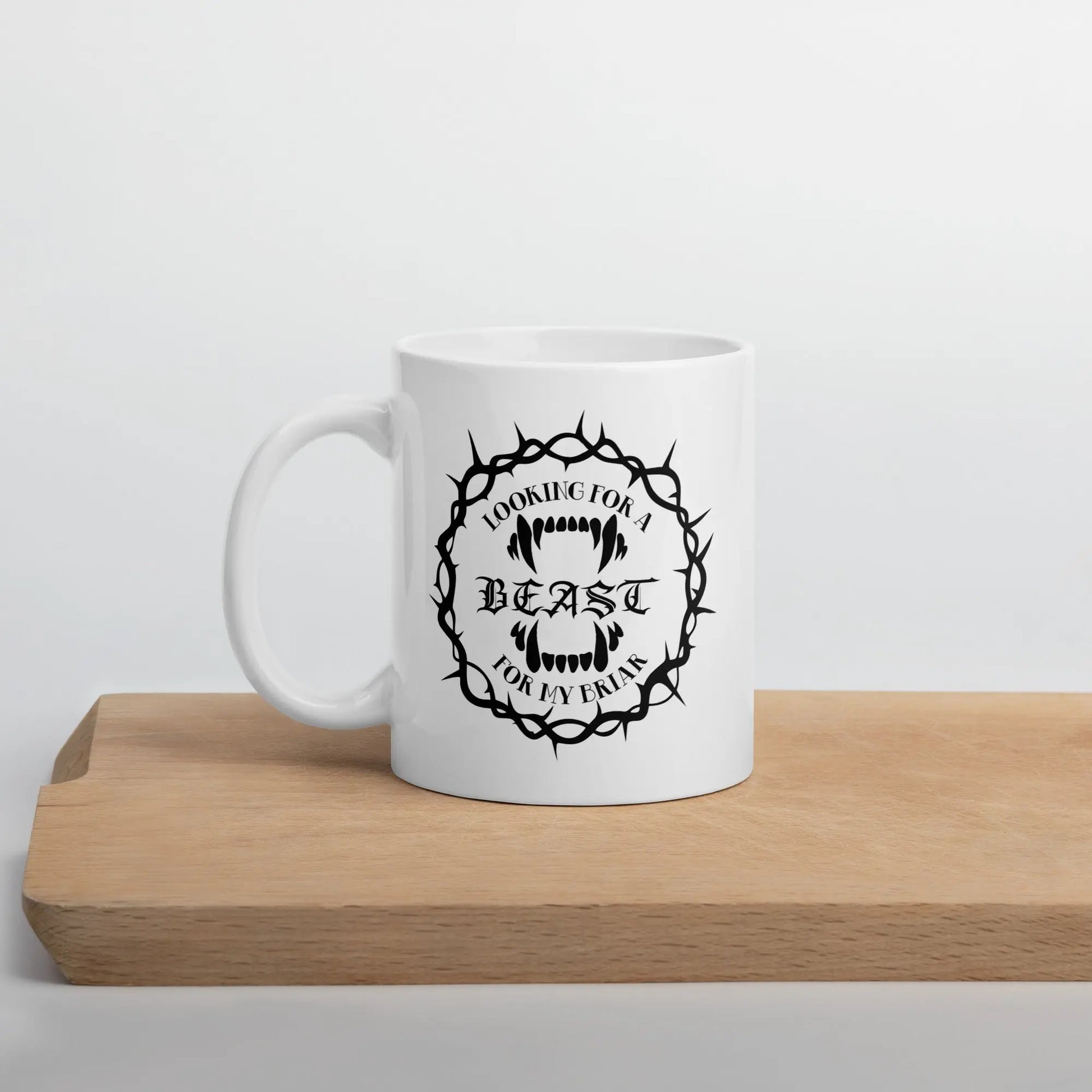 "Looking For a Beast For My Briar" Bookish Goods White glossy mug - TBRaring