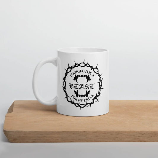 "Looking For a Beast For My Briar" Bookish Goods White glossy mug - TBRaring