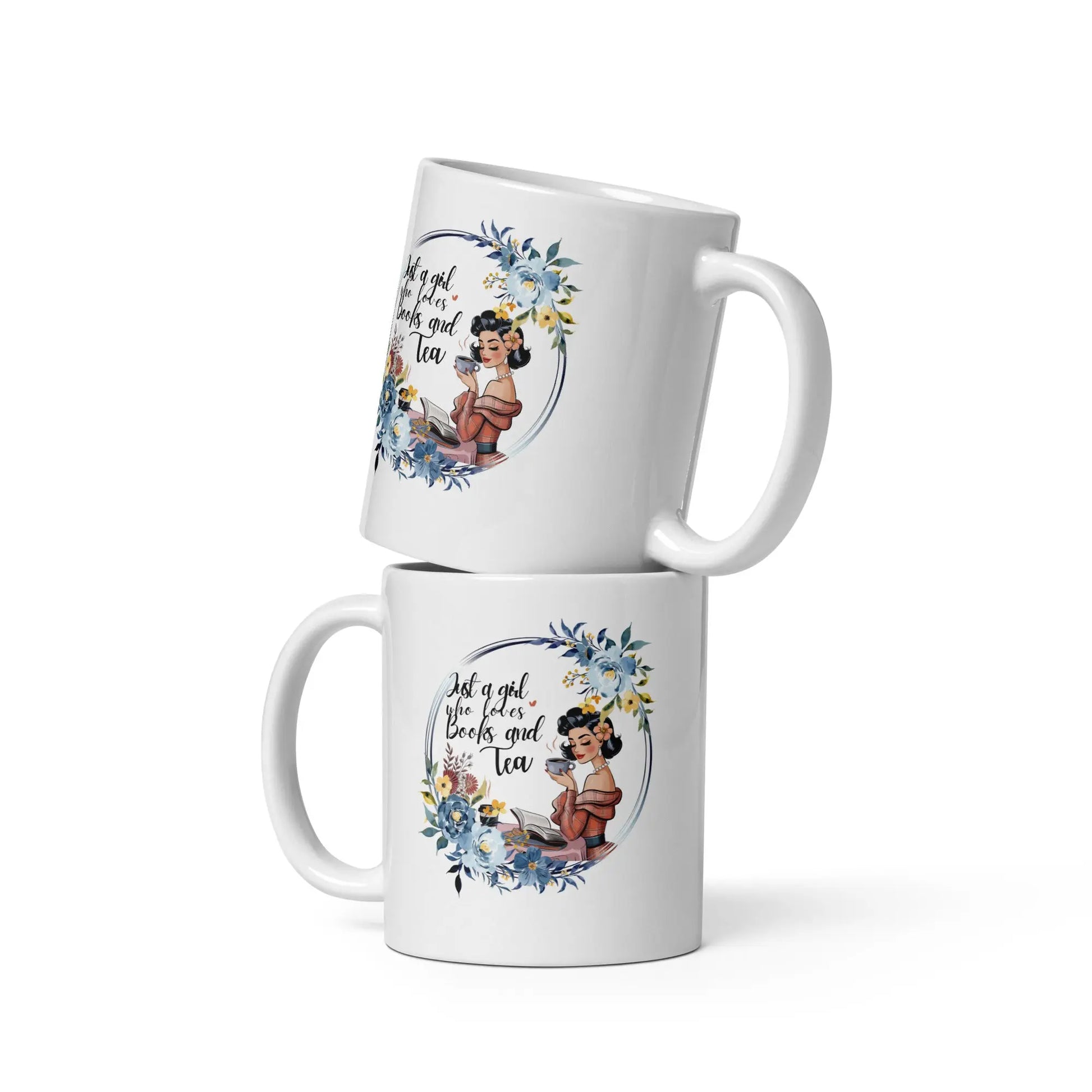 Just a Girl Who Loves Books and Tea White glossy mug - TBRaring