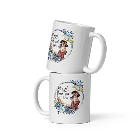 Just a Girl Who Loves Books and Tea White glossy mug - TBRaring