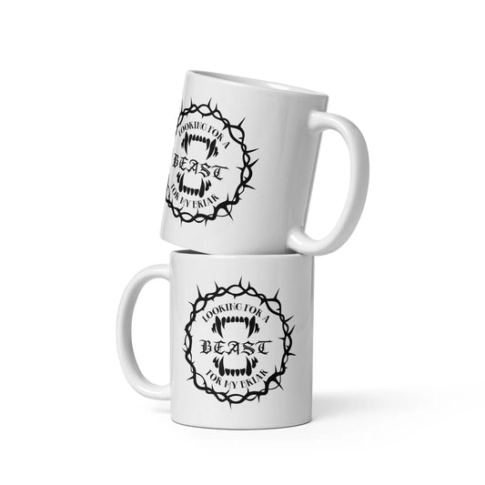 "Looking For a Beast For My Briar" Bookish Goods White glossy mug - TBRaring