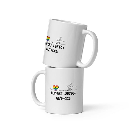 Support LGBTQ+ Authors White glossy mug - TBRaring