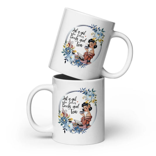 Just a Girl Who Loves Books and Tea White glossy mug - TBRaring