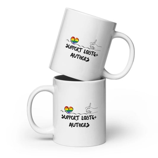 Support LGBTQ+ Authors White glossy mug - TBRaring