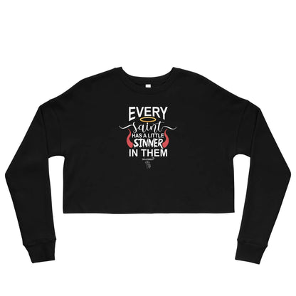 "Every Saint Needs A Little Sinner" Crop Sweatshirt bookish merch - TBRaring