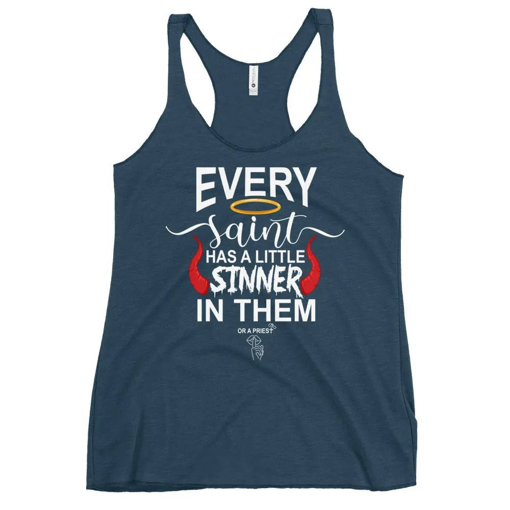 "Every Saint Needs A Little Sinner In them" Women's Racerback Tank top bookish merch - TBRaring