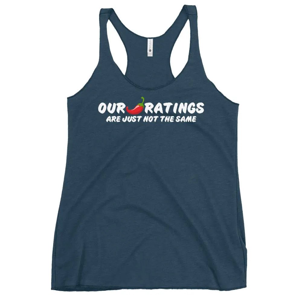 "Our chili pepper ratings are not the same" Women's Racerback Tank top bookish goods - TBRaring