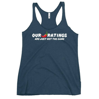 "Our chili pepper ratings are not the same" Women's Racerback Tank top bookish goods - TBRaring